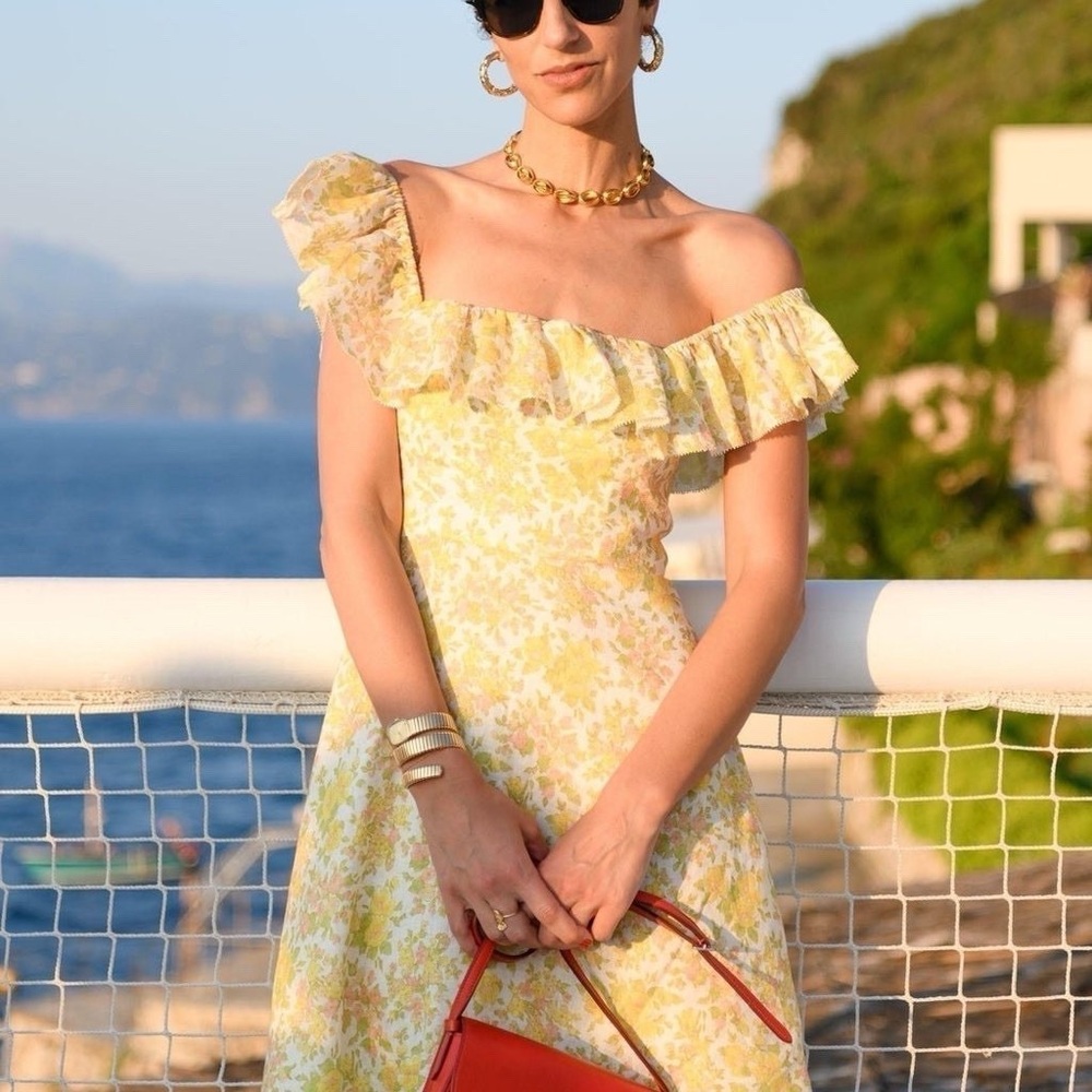 Zimmermann Goldie Floral Ruffle Midi Dress Size Small AUS 1 - Picture 2 of 5